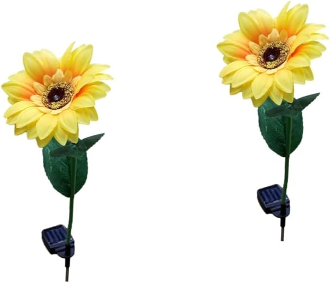 2pcs Led Solar Garden Lights Sunflower Outdoor Lights for Patio Pathway Driveway Solar Pathway Landscape Lamp Warm White
