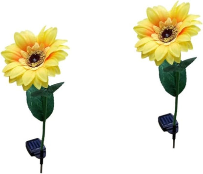 2pcs Led Solar Garden Lights Sunflower Outdoor Lights for Patio Pathway Driveway Solar Pathway Landscape Lamp Warm White
