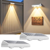 Solar Fence Lights Outdoor ,3000/4500/6000K 13 Mode, 2 Pack Fence Lights Solar Powered with Ultra-Bright Lens IP65 Waterproof,Solar Wall Light for Backyard/Step/Patio/Deck/Stair/Railings(White)