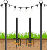 AHRLHR 2 Pack String Light Poles,Poles for Outdoor String lights10 Ft Metal Poles with Fork for Outdoor String Lights,Outdoor Light Poles with Fork,Patio,Deck,Backyard