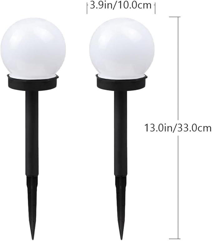 Zerodeko 2pcs Solar Lawn Insert Lights Bulb-Shaped Outdoor Garden Pathway Lamps White Light Weatherproof Solar Yard Landscape Floor Plug Lighting