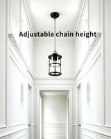 UFOND Outdoor Pendant Lantern,Aluminum Pendant Light Black Finish for Porch