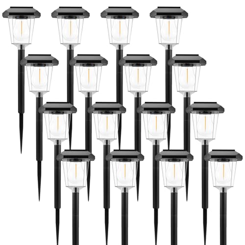 16Pack Solar Pathway Lights Outdoor, Warm White LED Waterproof Solar Lights
