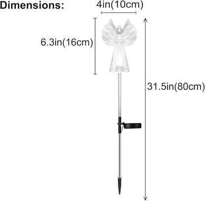 Solar Angel Lights Outdoor Decor - 4 Pack Decorative Color Changing Waterproof LED Angel Stake Lights for Cemetery Grave Garden Patio Yard Art Lawn Decoration, Grave Markers, Memorial Gifts