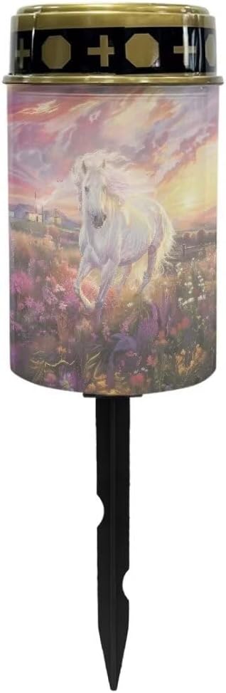 Kuiaobaty Horse Print Pathway Lights Solar Powered Solar Light Stakes for Outdoor Cemetery Led Lights for Grave Sloar Waterproof Solar Landscape Path Yard Lights Gift for Grandma