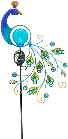 HAO 33 Inch Garden Solar Lights Stake, Waterproof Landscape Path Lights,Metal Peacock Decor Solar Garden Lights Solar Peacock Stake for Outdoor Patio Yard Decorations