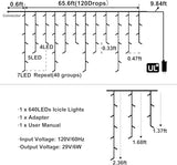 66ft Orange Halloween Lights Outdoor, 640LED Icicle Lights for Outside Indoor Twinkle Christmas Light with Connectable Clear Wire 8 Modes Timer Waterproof for House Party Tree Holiday Yard Patio Decor