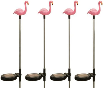 (4 Pack) Solar Outdoor Garden Pathway Stake Red LED Flamingo Yard Light