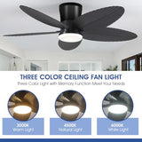 Surtime Palm Leaf Ceiling Fans with Lights-42 Tropical Ceiling Fan with Light and Remote/APP Control,Flush Mount Low Profile Black Ceiling Fans for Bedroom,Indoor/Outdoor Patio Use