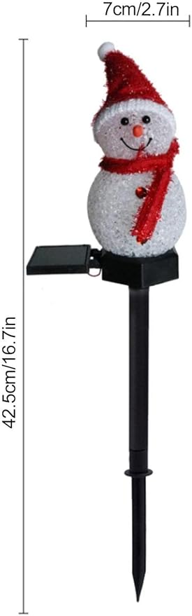 Solar Garden Lights Snowman Solar Christmas Light,Waterproof Snowman Shape Outdoor Solar Garden Stake Light,Decorative Solar Pathway Light LED Snowman Light for Patio Yard (Color : Red)