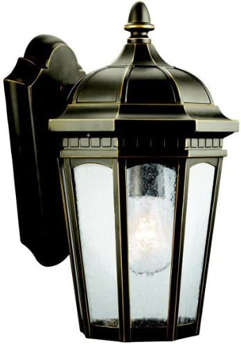 Kichler Courtyard 11" 1 Light Outdoor Wall Light with Clear Seeded Glass in Rubbed Bronze | Lumora