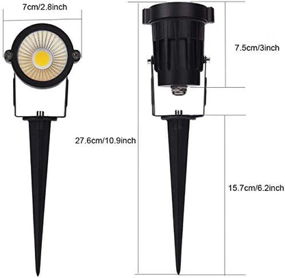 Youngine 12V Low Voltage LED Landscape Lights Waterproof Outdoor Walls Trees Flags Spotlights 5W COB Garden Yard Path Lawn Light with Spike Stand, Pack of 2 (Green),NO Plug