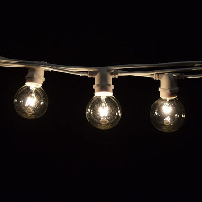 Hometown Evolution, Inc. 100 Foot C9 Commercial Exterior Globe String Lights with 80 G50 2 Inch Clear Bulbs (White Wire) for Weatherproof Heavy Duty Vintage Outside Lighting