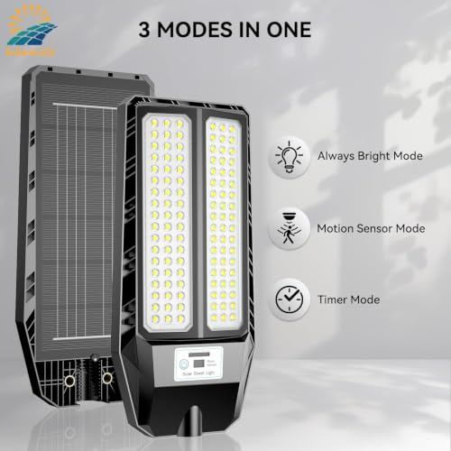 Adewalk 5000W Solar Lights Outdoor - 7000K LED Solar Street Lights Outdoor with Motion Sensor and Remote Control, IP66 Waterproof, Dusk to Dawn for Yard, Patio (1)