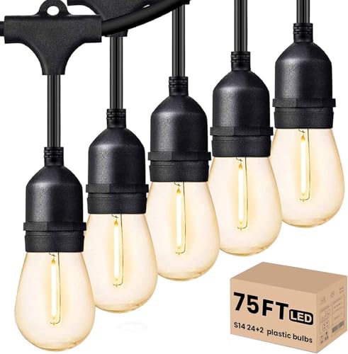 Svater Outdoor String Lights 75 FT LED Outside Patio E26 Edison Waterproof