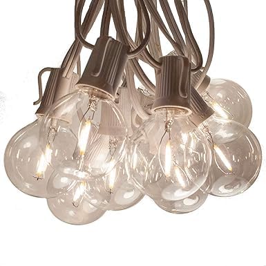 Hometown Evolution, Inc. G50 2" LED Filament Outdoor Patio String Lights with 0.6 Watt Light Bulbs (G50 LED - White | Lumora