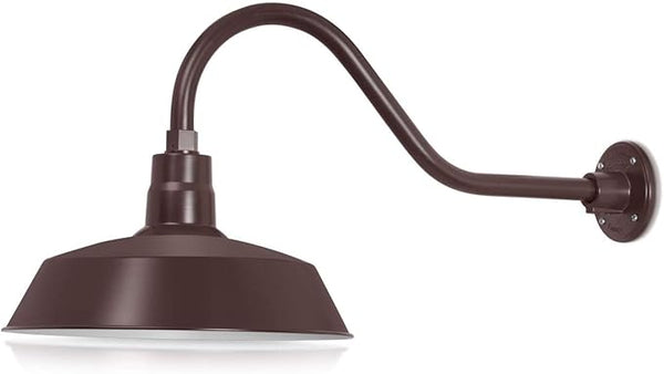 14in. Architectural Bronze Outdoor Gooseneck Barn Light Fixture with 22in. Long Extension Arm - Wall Sconce | Lumora