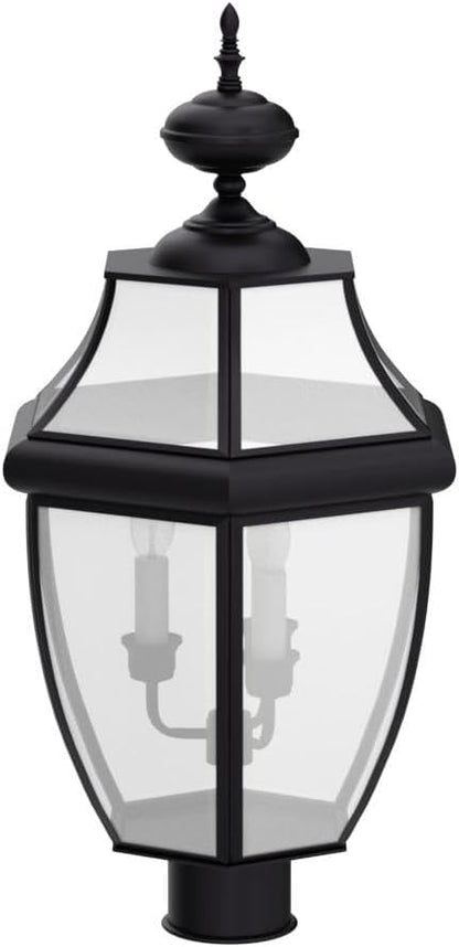 Urban Ambiance Luxury Colonial Outdoor Post Light, Large Size: 23" H x 12.5" W, with Tudor Style Elements, Versatile Design, High-End Black Silk Finish and Beveled Glass, UQL1150