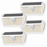 Brightever Solar Motion Sensor Outdoor Lights, 4000LM 344 LEDs Solar Outdoor Lights, IP65 Waterproof Exterior Flood Security Lights with 270° Wide Angle & 3 Modes for Patio Garage, 4-Pack White