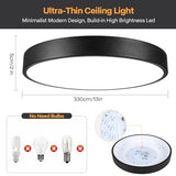 Flush Mount Ceiling Light, 13" 3CCT Dimmable Modern Matte Black