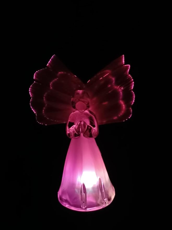 Starry Illuminate 1 PCS Solar Color Changing Fiber Wings Angel Style Garden Stake Light, Clear
