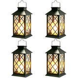 4 Pack 14'' Large Tempered Glass Solar Lanterns Outdoor Waterproof