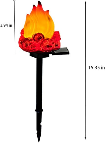 Solar Lights Outdoor，Flame-Shaped Waterproof Auto On/Off Solar Christmas Lights for Balcony, Terrace, Lawn, Courtyard, Garden, Beach. (Short)