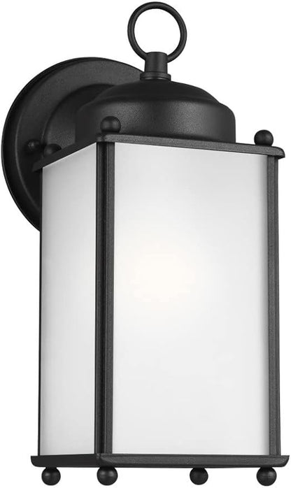 Generation Lighting 8593001-71 New Castle Satin Etched Glass Outdoor Wall Sconce Lighting Fixture, 1-Light 75 Watt, 10" H x 5" W, Antique Bronze