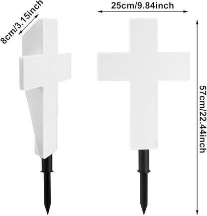 Xiaokeis Solar Lighted Path Light, White, Cemetery Decoration, Garden, Outdoor, Plastic, Faith-Love, Warm White, Cross, 25 x 8 x 57cm/9.84 x 3.15 x 22.44inch