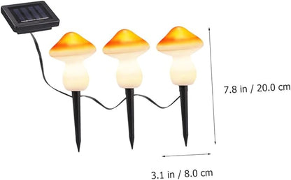 Hemoton Solar Powered Outdoor Garden Lights Led Mushroom Stake Lamp Auto-dimming Solar Pathway Light