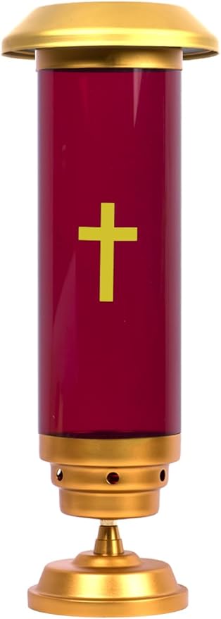 Solar Lights for Cemetery Graves - Solar Powered Memorial Light with Red Globe - Shatter-Resistant & Waterproof - Automatic Dusk to Dawn LED - Grave Decorations,Red Glow for Remembrance