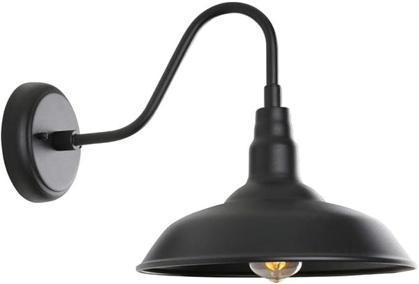 Black Gooseneck Barn Light for Farmhouse 10 Inch Dome Exterior Lights Fixture with Wall Mount, Outdoor Wall Sconce | Lumora
