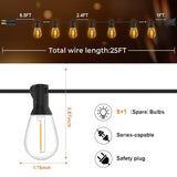 GvvooHome Outdoor String Lights, 25FT LED Waterproof Patio Lights