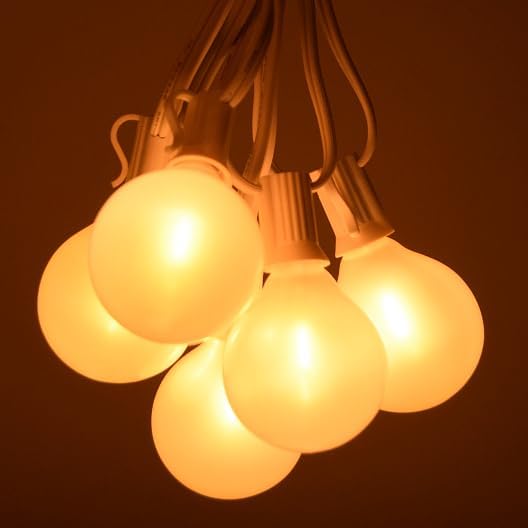 Hometown Evolution, Inc. G50 2" LED White Satin Pearl Outdoor Globe String Lights (White Wire, 100 ft) | Lumora