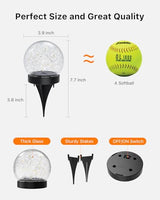 8 Pack 3.94" Warm White Solar Powered Crackle Glass Orb LED Lights