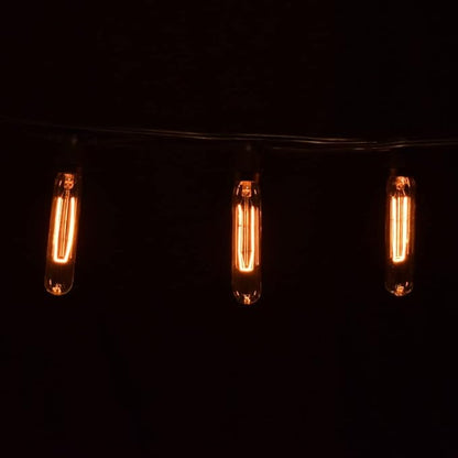 Hometown Evolution, Inc. Commercial Edison Bulb Outdoor String Lights with Hand-Threaded Filament (T25 Tube Edison - Commercial Black Wire, 50 ft)