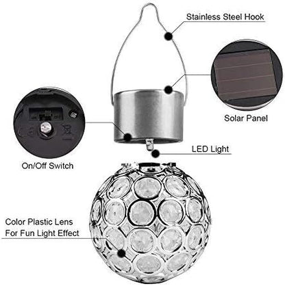 Yosoo Decorative Garden Lights, Colorful Solar Lights Ball, Outdoor Hanging 7 Colors LED Crackle Glass Globe, for Lawn, Patio Yard, Walkway Driveway, Pathway Landscape