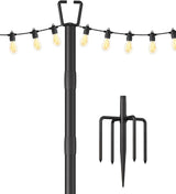 10FT String Light Poles for Outdoor Decor, Sturdy Light Pole with Fork, Adjustable Metal Posts for Outside Patio | Lumora