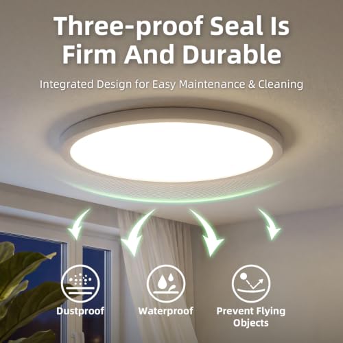 15.8Inch 2PK White LED Flush Mount Ceiling Light,32W,3480LM,3CCT Selectable