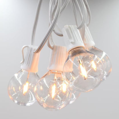 Hometown Evolution, Inc. G50 2" LED Filament Outdoor Patio String Lights with 0.6 Watt Light Bulbs (G50 LED Plastic - White Wire, 25 ft)