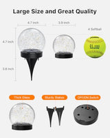 8 Pack 4.72" Warm White Solar Powered Cracked Glass Globe LED Light