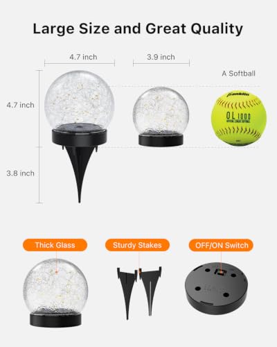 2 Pack 4.72" Multicolor Solar Power Cracked Glass Orb Light Outdoor
