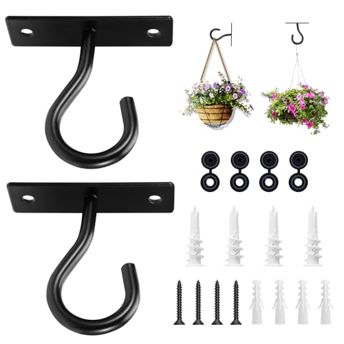 2Pack 2.5In Ceiling Hooks for Hanging Plant, Wall Hanger Plant Holder Black
