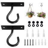 2Pack 2.5In Ceiling Hooks for Hanging Plant, Wall Hanger Plant Holder Black