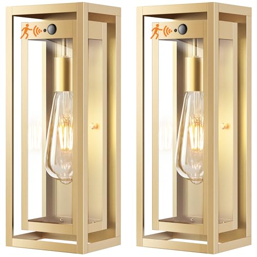 15" Motion Sensor Outdoor Wall Lights, Outdoor Sconces, 2 Pack