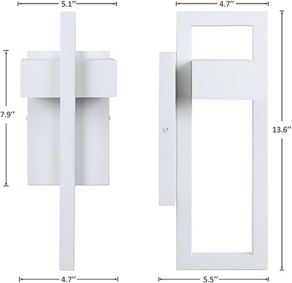 LamQee Outdoor Wall Lights Modern Exterior Lighting Fixtures, 3000K Integrated LED Outdoor Wall Sconce Lighting, Matte White Outside Wall Mount Lights for House Front Door Porch Garage Patio 1 Pack