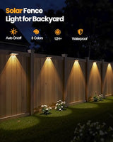 Bridika Solar Fence Lights Outdoor Waterproof, 12 Pack Fence Light Solar Powered with Bright Lens LED, Warm White, Cool White and RGB Color Glow, Solar Lights for Deck, Wall, Patio & Backyard Black
