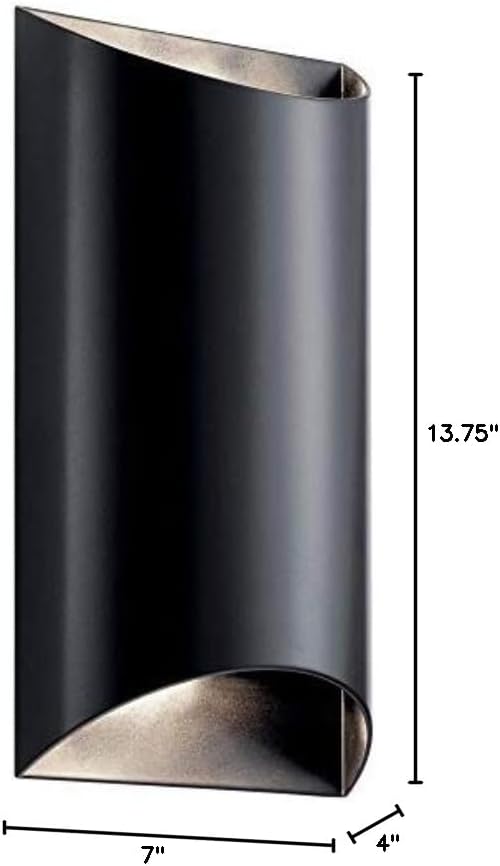 Kichler 49279BKLED Wesley Outdoor Wall Sconce, 2-Light 40 Total Watts, Black