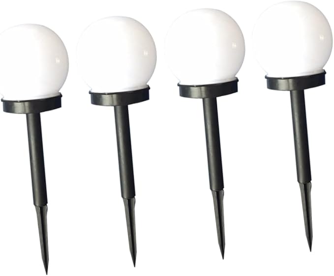 Veemoon 4pcs Solar Energy Lawn Lamp Round Ball Shape Plug in Garden Lamp No Electricity Required Solar Led Lights for Outdoor Use