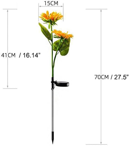 GUOCHENG Sunflower Solar Lights Outdoor Garden 2 Pack 4Flowers with Warm LED Light Solar Sunflower Stake Lights–Floral Outdoor Garden Decor for Patio Lawn Yard Pathway(Double)